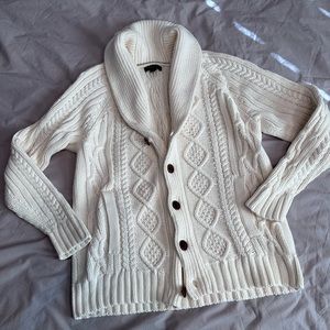 BR Cream Knit Shawl Sweater - Men’s M